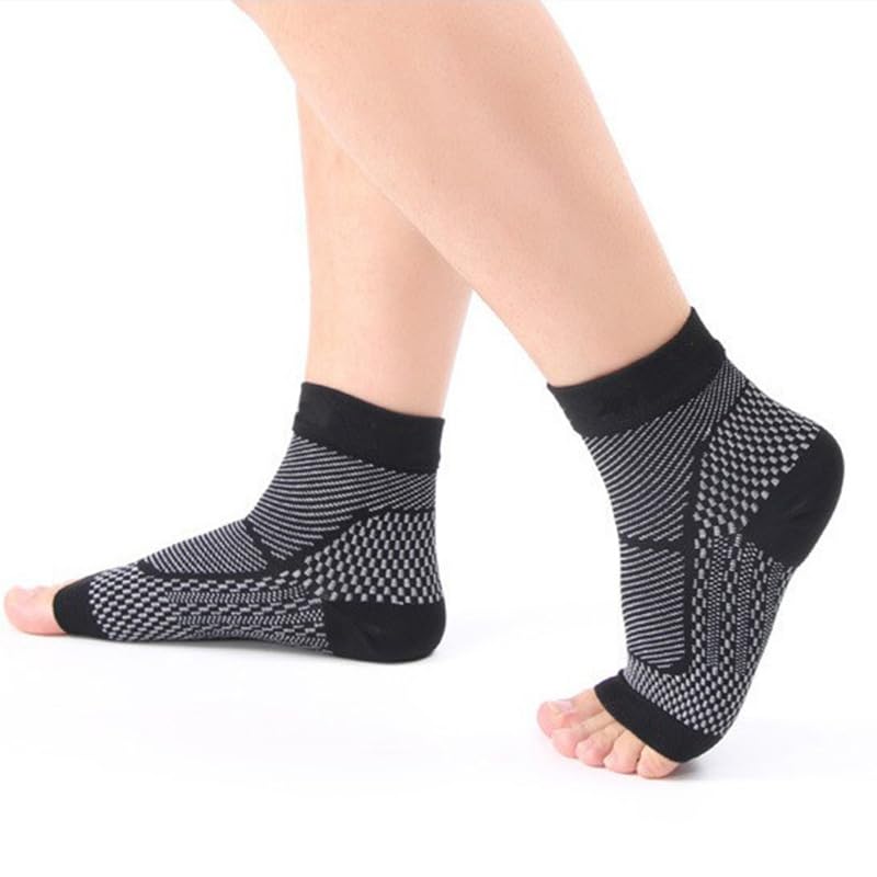 Ankle Brace Compression Sleeve Relieves Achilles Tendonitis Joint Pain Plantar Fasciitis Sock with Foot Arch Support Reduces Swelling Heel Spur Pain Injury Recovery for Sports (Black, L/XL)