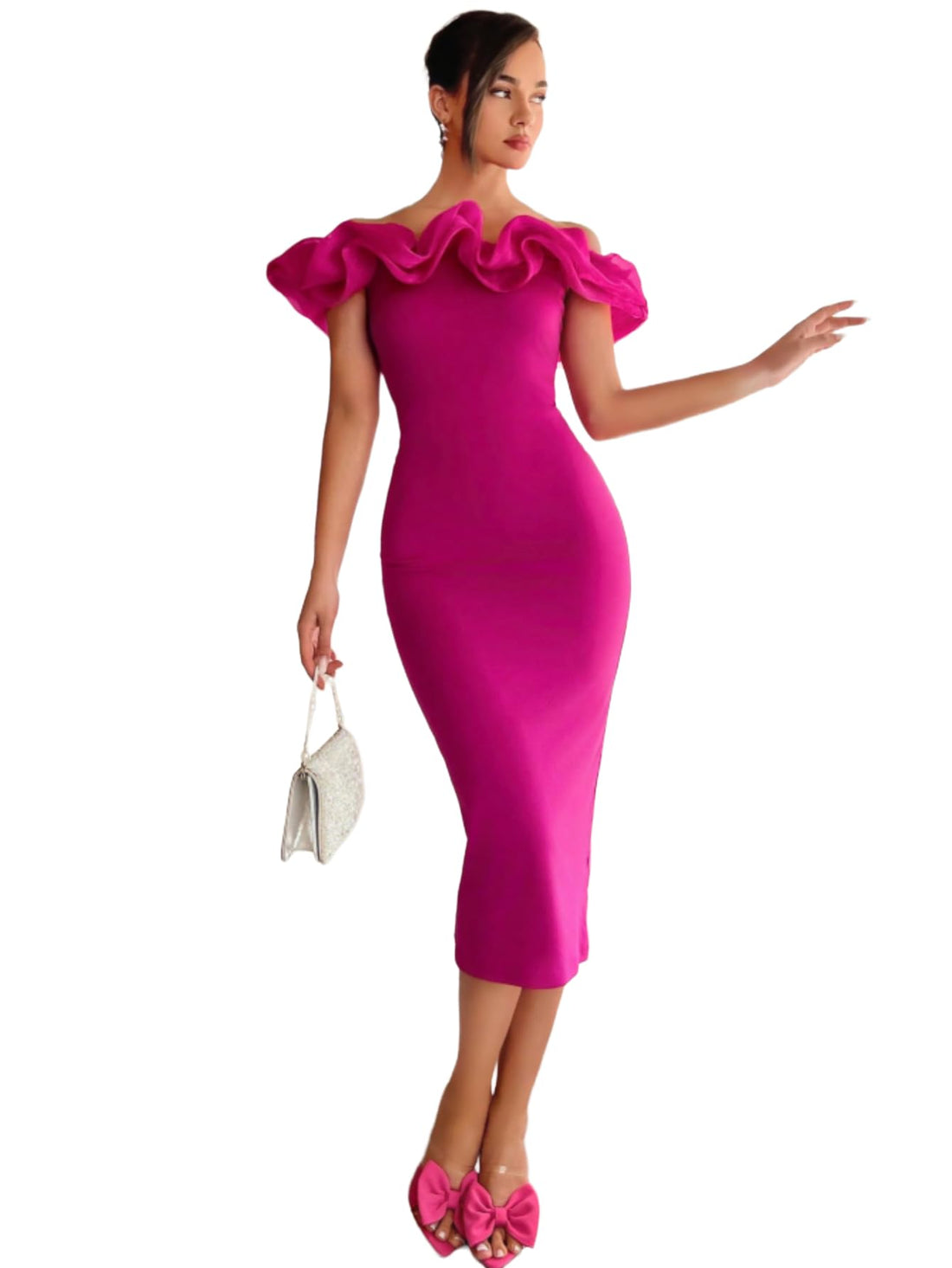 Women SHEIN Dress – Aloruh Bodycon Dress with Exaggerated Ruffle Trim for Party & Evening