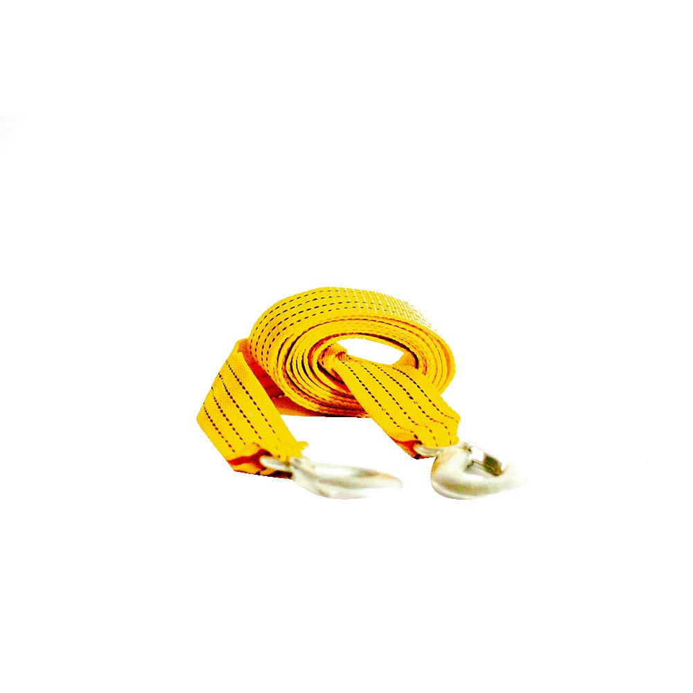 Heavy Duty Tow Strap with Safety Hooks - Yellow