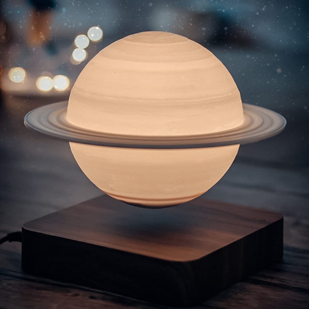 Magnetic Levitation Saturn Lamp LED Night Light 3D Printing Floating Lamp 360° Rotating Lamp Global Desk Lamp for Living Room Bedroom Decor