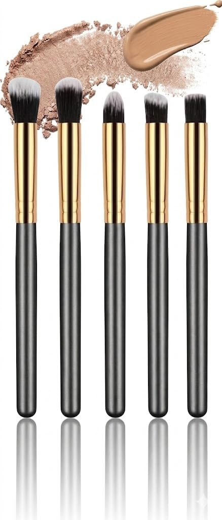 5 Pcs Professional Makeup Brush Set made of Synthetic Bristles with Ultra Soft Powder Brush set, Eyeshadow Brush for makeup (Pack of 5-black color)