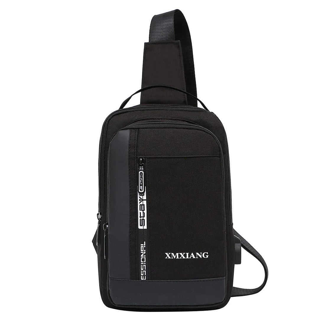 Hiking Daypacks USB Charging Port Shoulder Bag Diagonal Bag Large capacity sling bag, Black, One Size, Daypack Backpacks