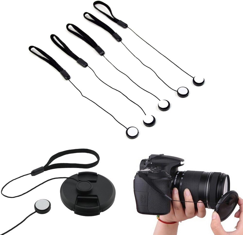 5 Pcs Camera Lens Cover Anti-Lost Rope, Nylon Lens Cap Safety Anti-lost Strap for DSLR SLR/Nikon/Sony/Fuji/Olympus/Panasonic Camera Accessories