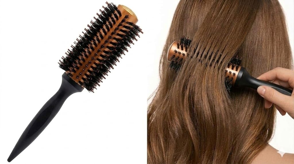 Round Styling Hair Roller Brush: Bristle Curling Roll Circle Hair Brush with Natural Wooden Handle Household Curly Hair Comb Barbershop Flow Dryer Comb Salon Accessories for Women (6cm-35size)