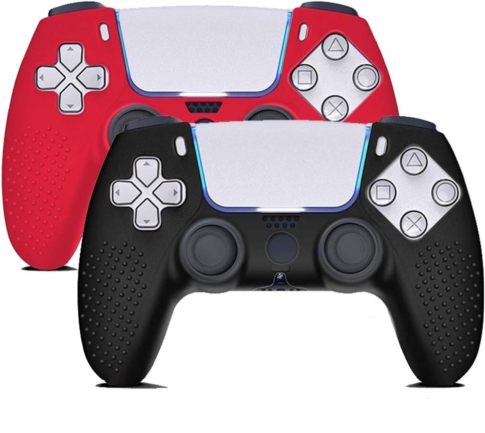PS5 PS5 Controller Cover Anti-Slip Dustproof Silicone Protective Cover for PS5 Controller (Black & Red)