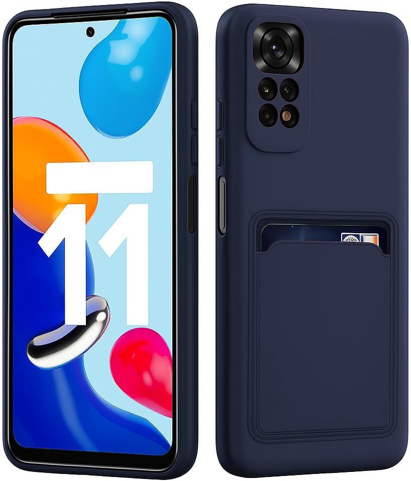 Soft Silicone Case Cover with Card Holder Compatible with Redmi Note 12 Pro (4G), Fashion Soft Design Wallet Case (Midnight Blue)