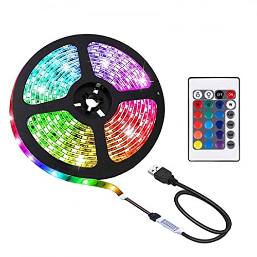 5m 300led 3528 Smd RGB Flexible LED Strip 24 Key Ir Remote 12v 2a Power Adaptor
