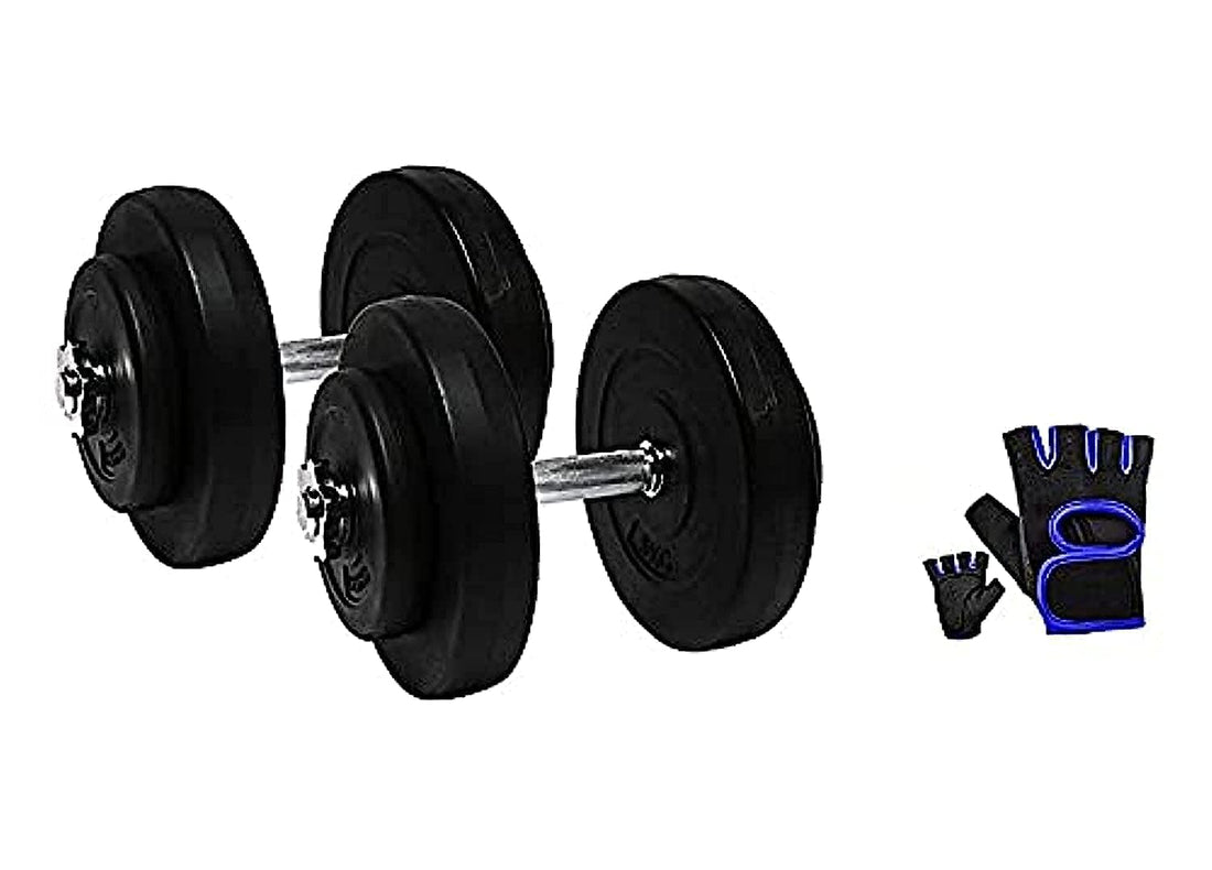 Adjustable Cap Gym Barbell Plates Weight Dumbbell With Gym Gloves, 30 kg
