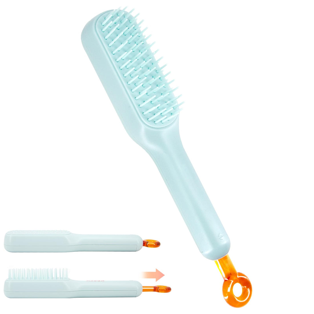 GDOKKNY Self Cleaning Hair Brush One Pull Clean Massage Comb Anti Static Hair Comb Hairbrush for Women Soft Hair Combs Hairbrushes for Long Short Wavy Straight Hair (Blue)