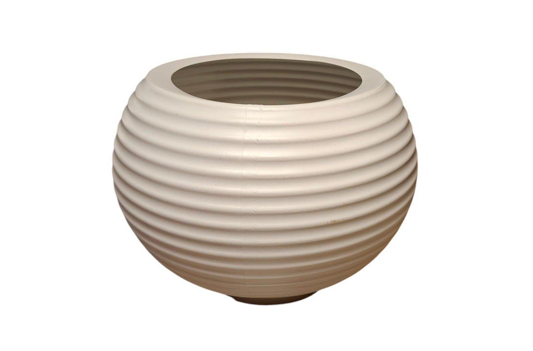 Plant Pot Round, 30cm, Ribbed design, (white)