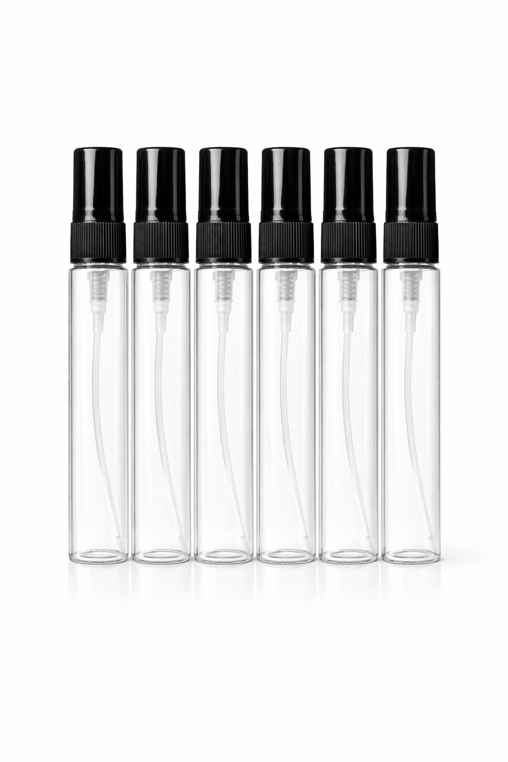 6 Pieces 10ml Glass Spray Bottle – Premium Black Plastic Cap – Empty Bottles for Multiple Uses