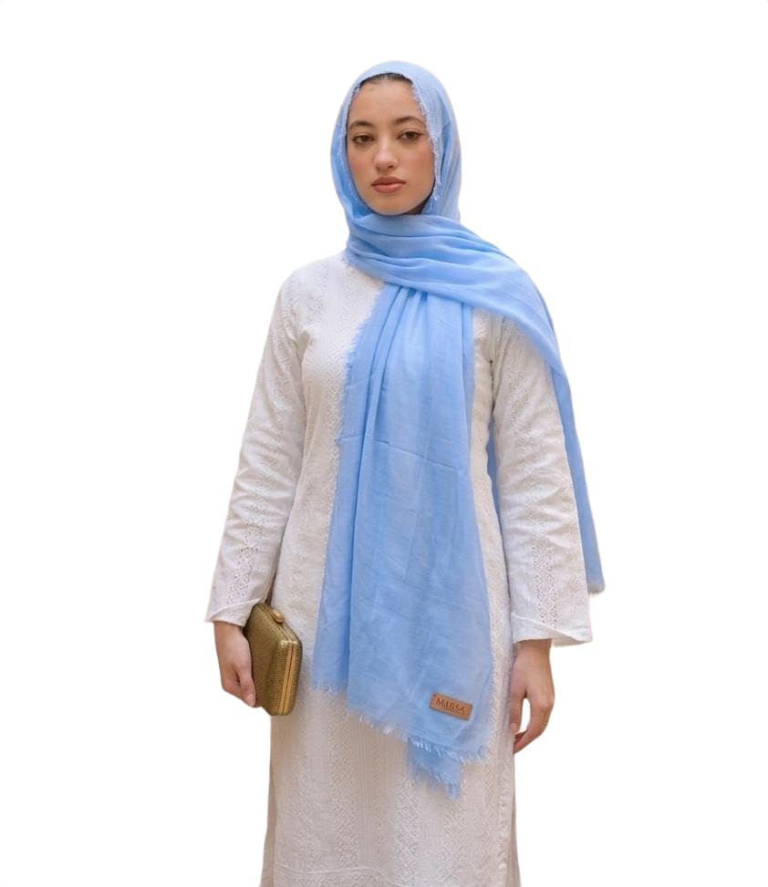 Women's Pure Cotton Scarf, Solid Colour Hijab, Soft & Lightweight Everyday Wrap, 75x200cm