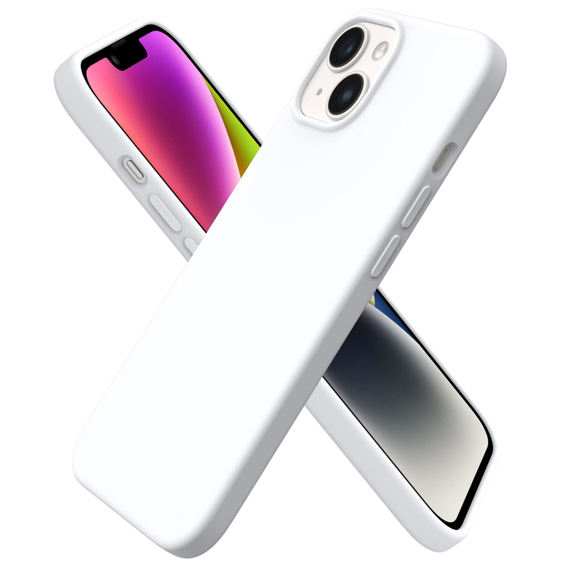 Dl3 Mobilak Compatible with iPhone 15 Case 6.1, Slim Liquid Silicone 3 Layers Full Covered Soft Gel Rubber Phone Case Protective Cover 6.1 Inch (White)