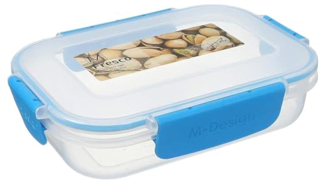M design food storage box, 600 ml - clear and blue
