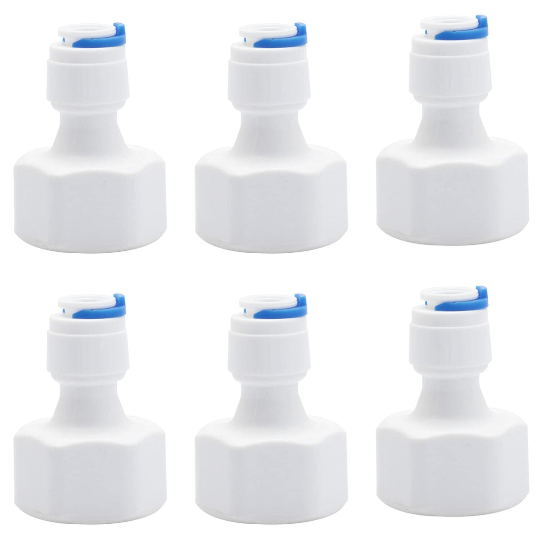 6pcs Plastic Quick Connector 1/4 Tube OD to 1/2 Female Push in Quick Connector Reverse Osmosis RO Water System Fitting Garden Supplies, White