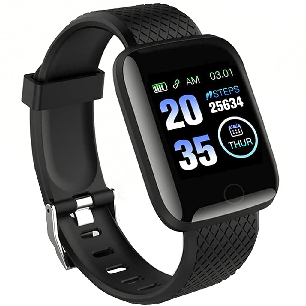 EVOTECH ® New Edition All in One Series 7 Smart Watch with Fitness Tracker Heart Monitor Men Women Digital Square Shape Black (ID 116, Black)