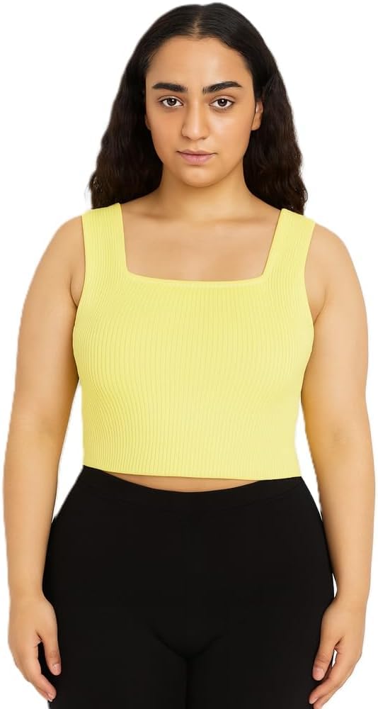 Women's Plus Size Squared Neck Knitted Vest