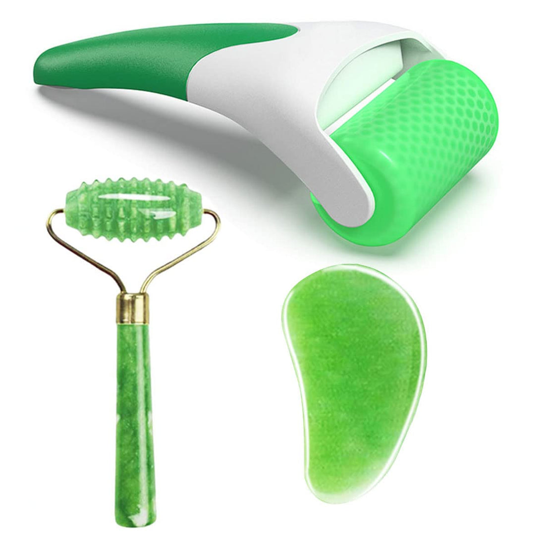 FA FIGHTART 4 in 1 Jade Roller Gua Sha Set Frozen Ice Roller Cooling Eye Facial Face Massager