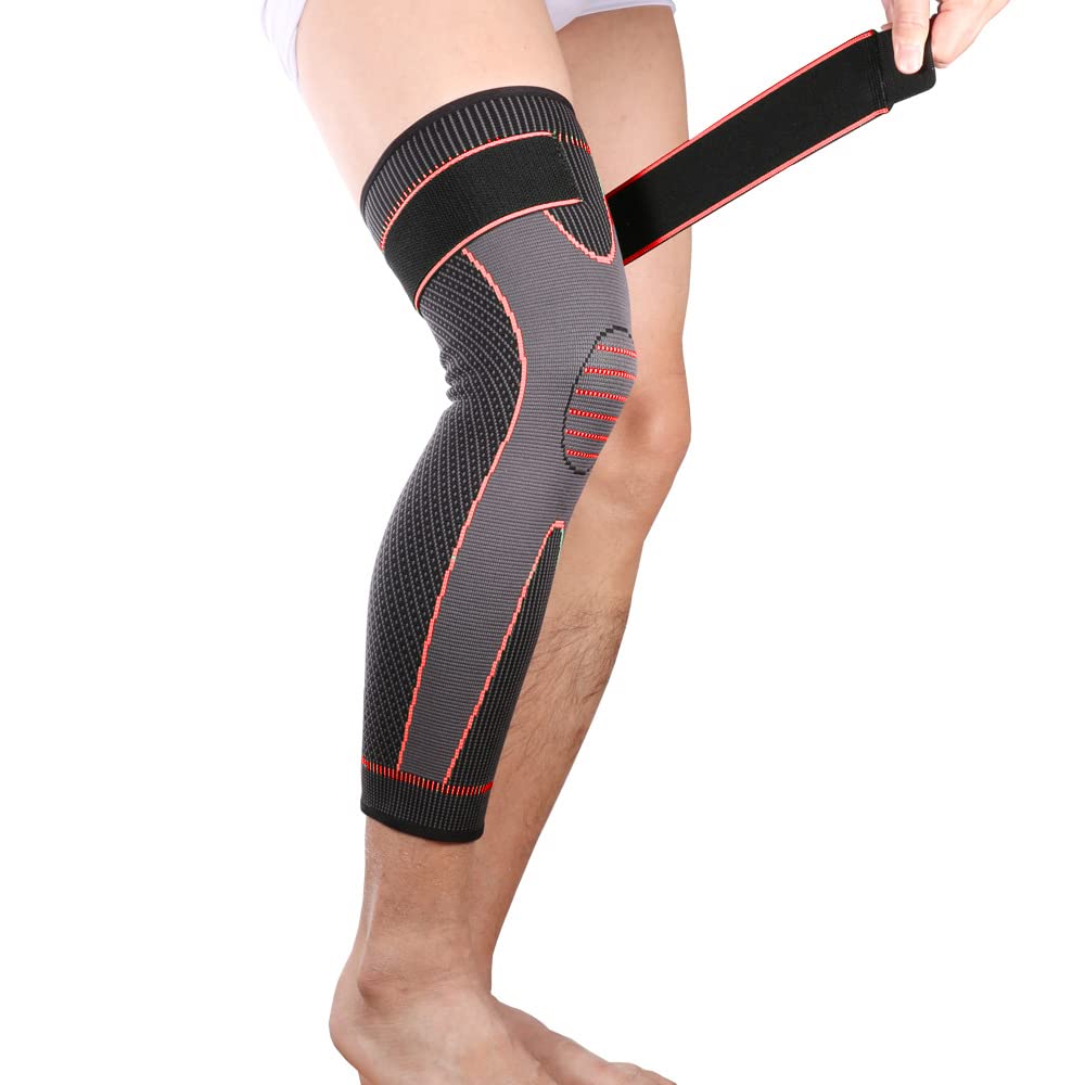 LEO.STAR Classic Knee Support, 1 Piece Elasticity Long Knee Protector Brace Leg Sleeve Calf Knee Support Brace Protector Leg Warm Sports Kneepads