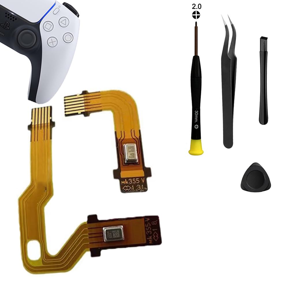 1 Set Microphone Flex Cable Replacement for PS5 V3 3.0 BDM-030 Left and Right Handle Inner Mic Ribbon, Playstation 5 Speaker L R Connector Cable Dualsense Controller with Repair Tool Set(V3)