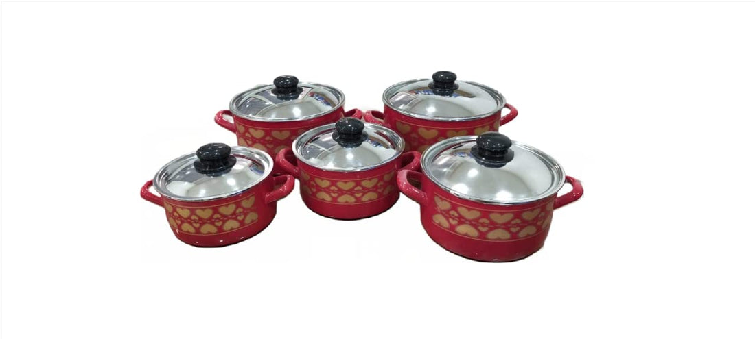 EG- Turk Elgent 10-Piece Pan Set with Stainless Steel Lid, Sizes: 16-18-20-22-24
