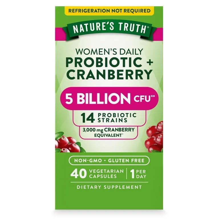 Women’s Daily Probiotic + Cranberry – 5 Billion CFU, 14 Strains, 40 Vegetarian Capsules