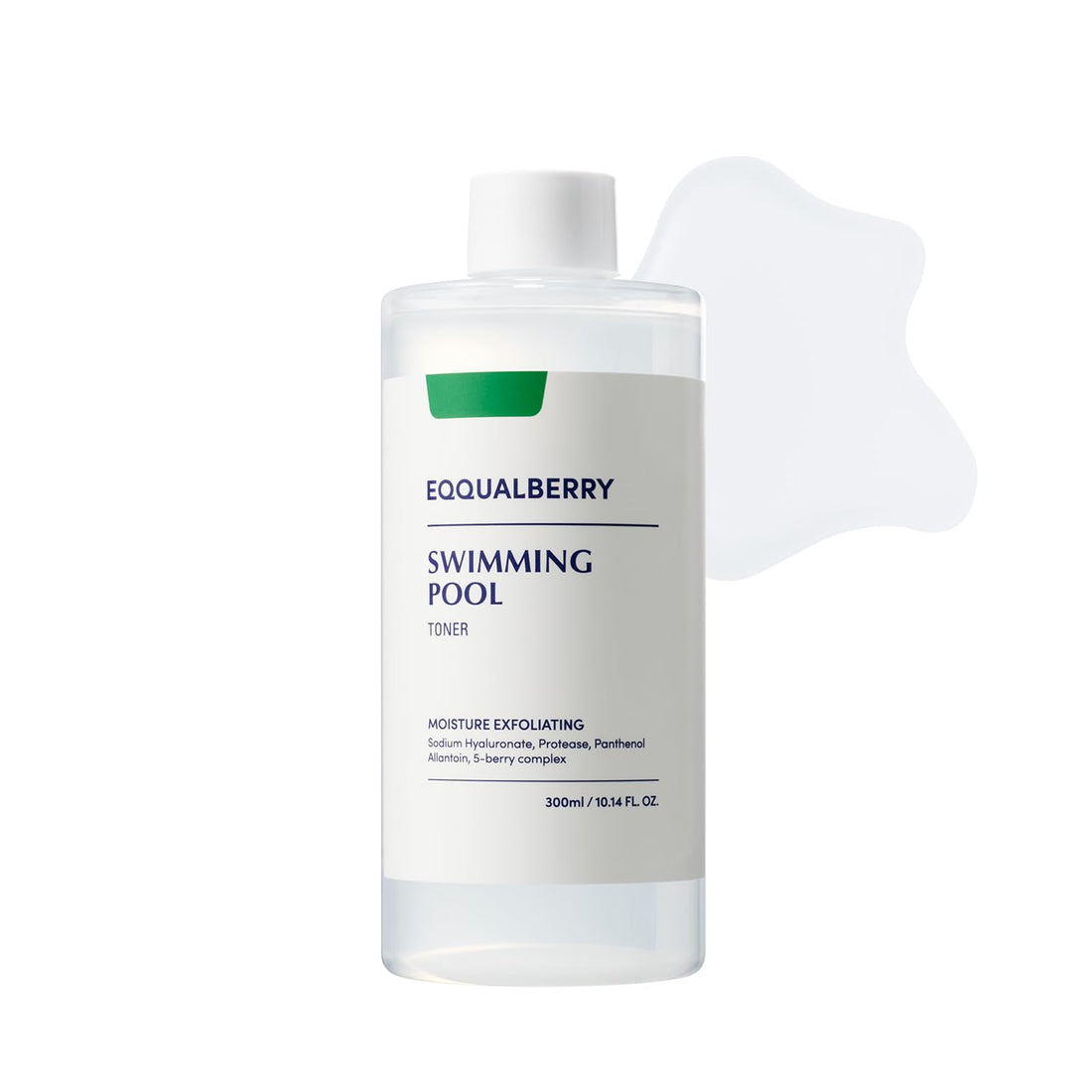 EQQUALBERRY Swimming Pool Face Toner 300ml - Gentle Daily Exfoliating and Moisturising Facial Wash with Natural Enzymes and Hyaluronic Acid, Alcohol-Free, Low pH for Sensitive Skin