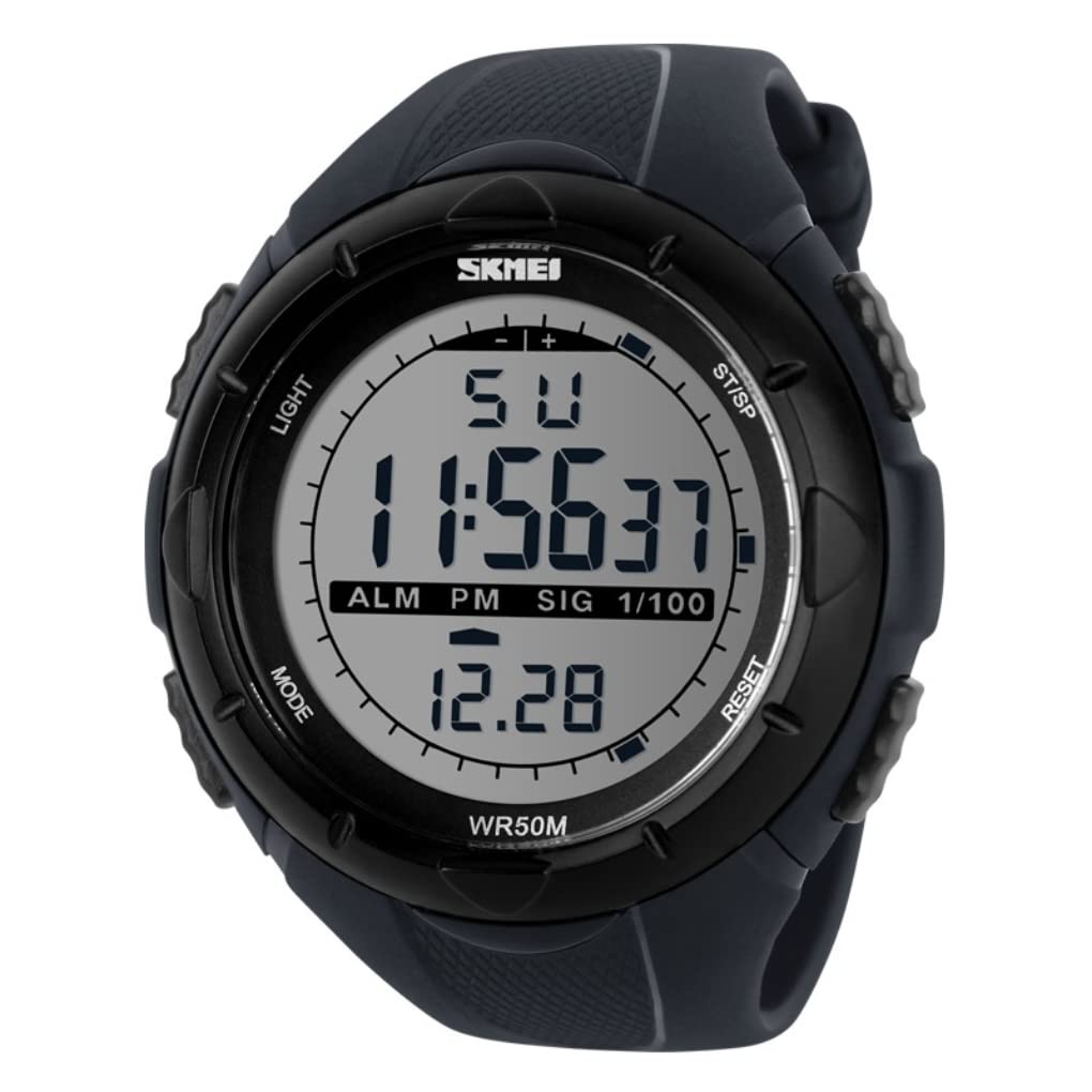 SKMEI Men's Digital Sports Watch 50m Waterproof Water Resistant Wrist Watch for Men | Men Sports Watches | Smart Watches for Mens | Digital Wrist Watches for Men - 1025, Gray, Digital