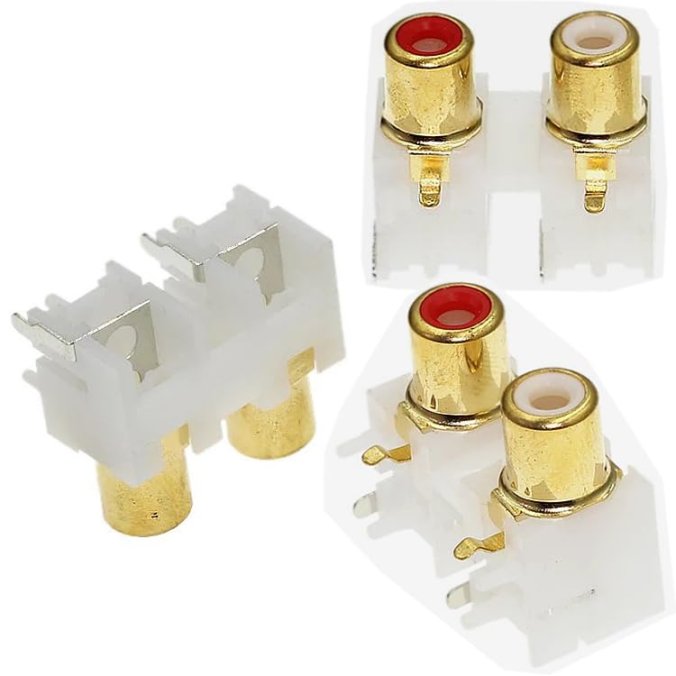 SOCKET RCA - Female Port Socket Jack Connector Repair PCB Mount Stereo Video Jack Panel Socket AV2-8.4-12 Gold Plated RCA Chassis 6 Hole STB TV Plug AV Right Angle