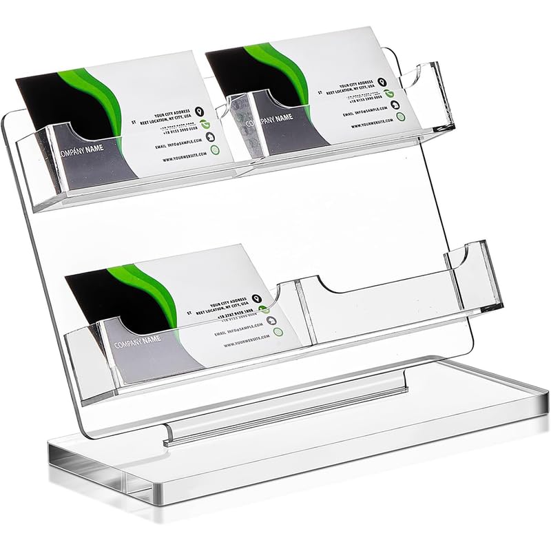 BEST MEDIA 4-Slot Freestanding Acrylic Business Card Holder, Multiple Display Stand and Organizer for Office, Meeting, and Exhibition - 10L x 8W x 7H cm - 4-Slot - 1 piece - Clear