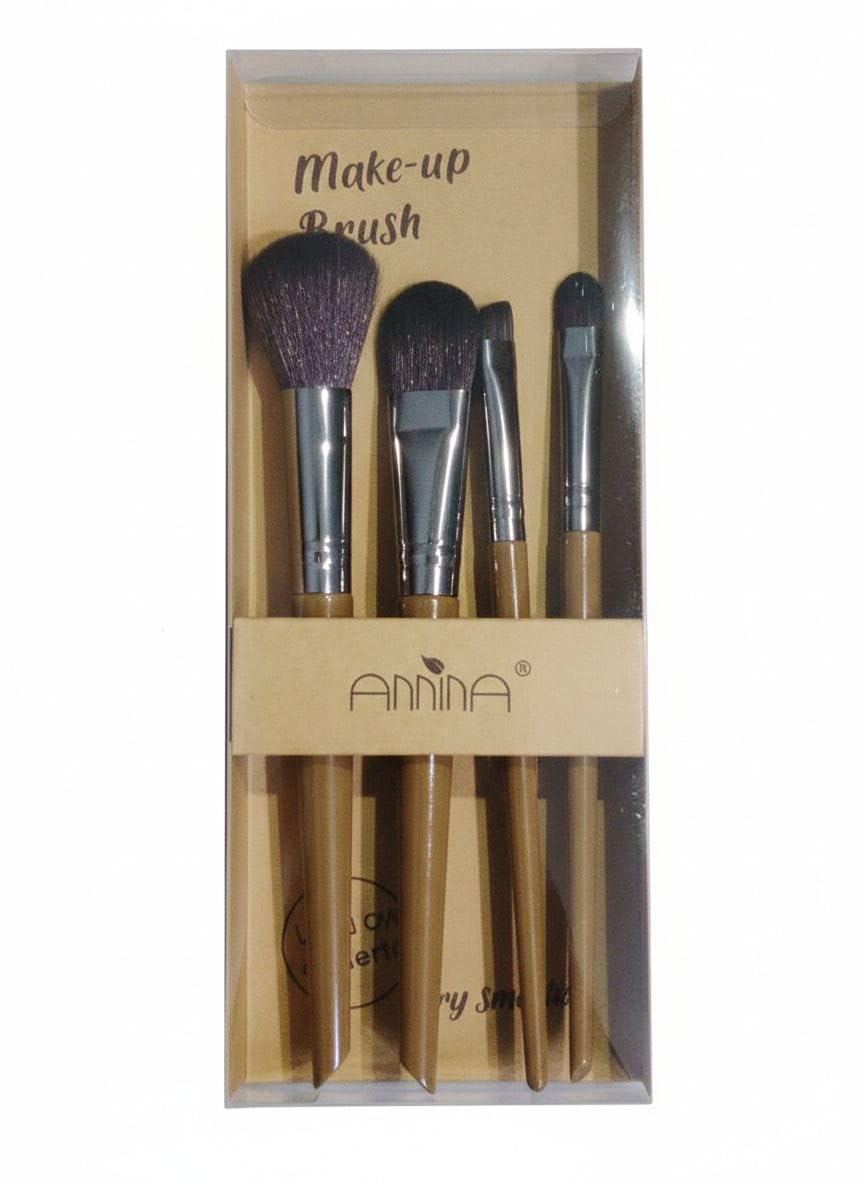 Makeup Brush Set, 4 Pieces Foundation Powder Blush Eyeshadow Contour Blending Brushes - Multicolor