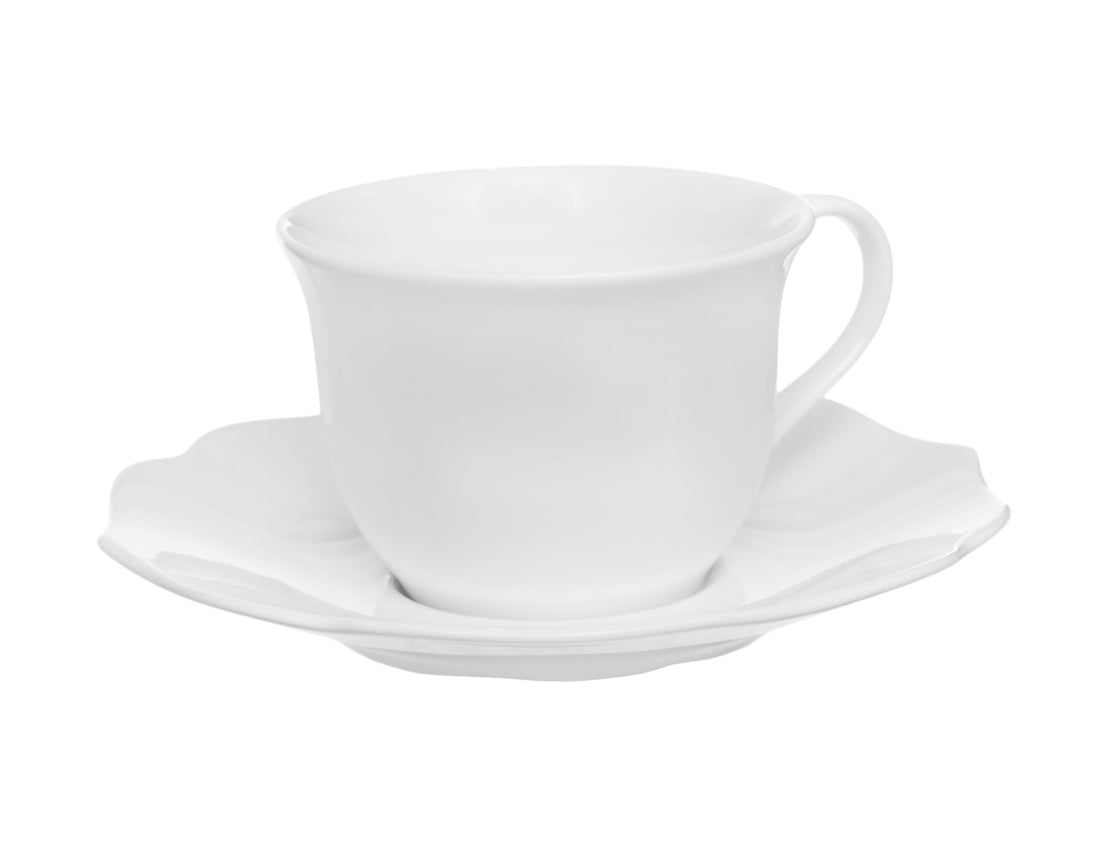 Royal Porcelain | Coffee Cup 0.22 L & Saucer 15.5 cm | Set of 2 | Bone China - Baroness | White