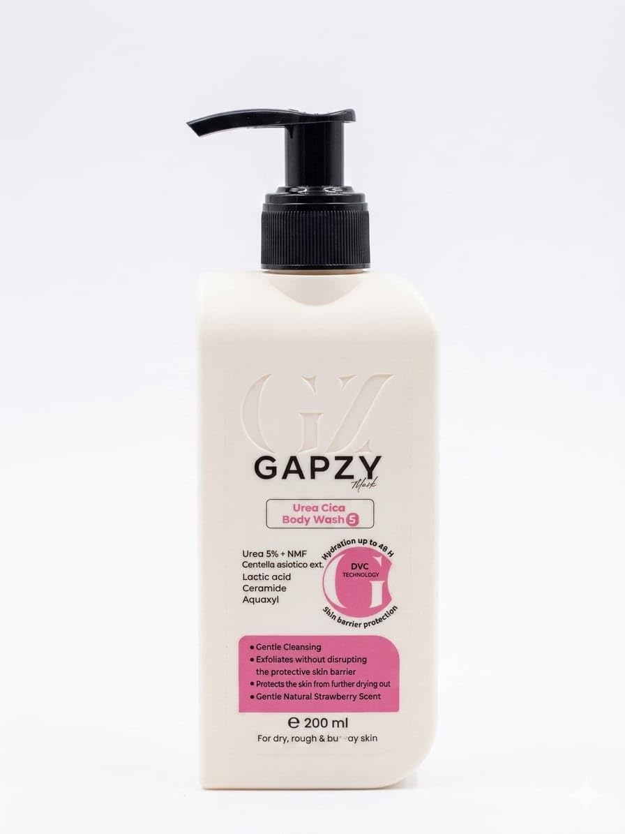 GAPZY UREA CICA Body Wash, Urea 5%, with Centella Asiatica, Lactic Acid, Ceramide, Hydration up to 48 Hours