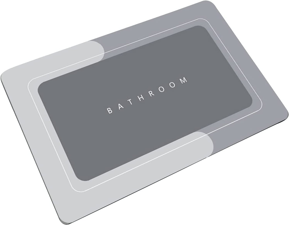 RATSAW Super Absorbent Bath Mat, Diatom mud Non-Slip Bathroom Rug, Quick Dry, Anti Slip Carpet Rug for Floor, Toilet, Bathroom, Living Room, Kitchen, 50 x 80CM (Grey)