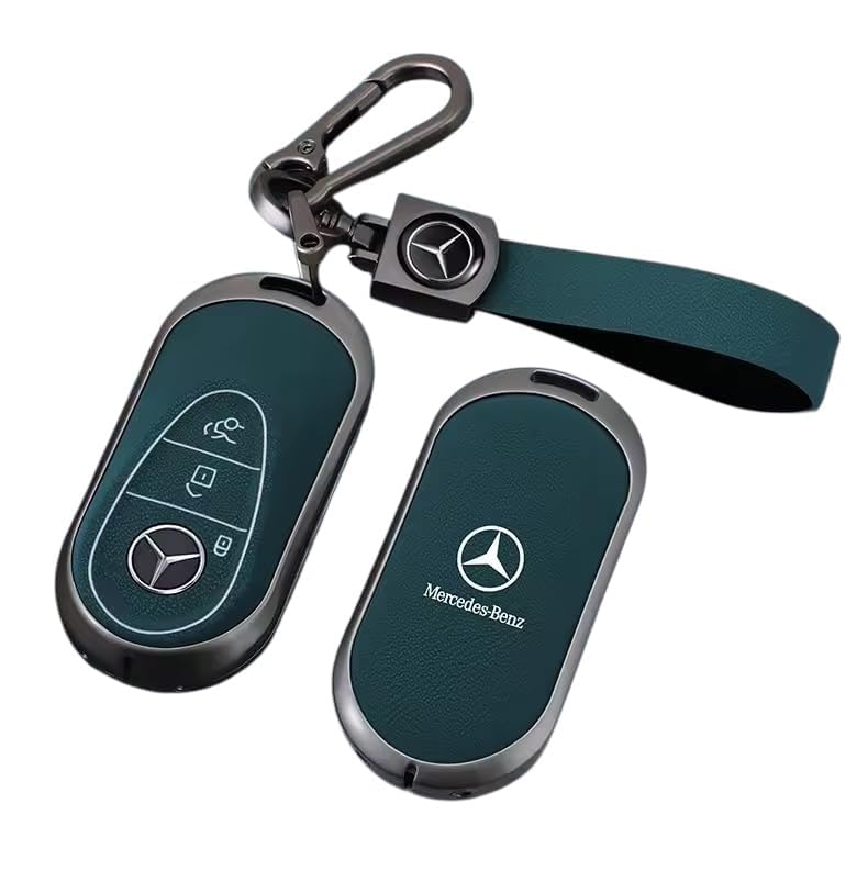 Premium Car Key Case Cover Zinc Alloy Leather Shell Auto Styling For Mercedes-Benz C E S Class W223 W206 C260 C300 S400 S450 S500 Compatible with 2022-2026 S-Class | G-Class | E-Class |