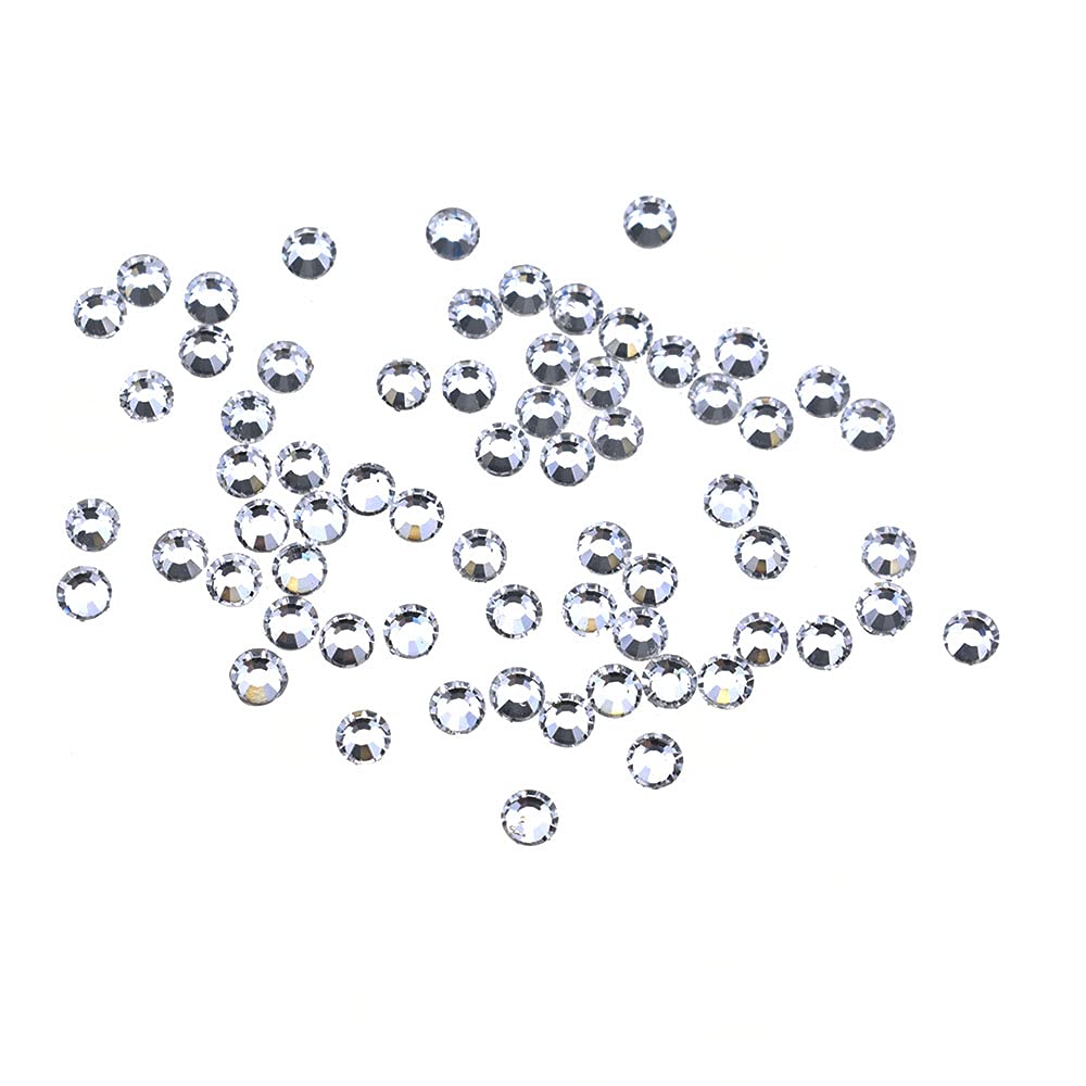 Crystal Glue Hotfix Rhinestones 3.0to 3.2mm SS12 Flatback Clear Glass Round Stud Gem Reflective Strong Sparkle Light Evenly Stick Well for Clothes Phone Transparent 1440pieces
