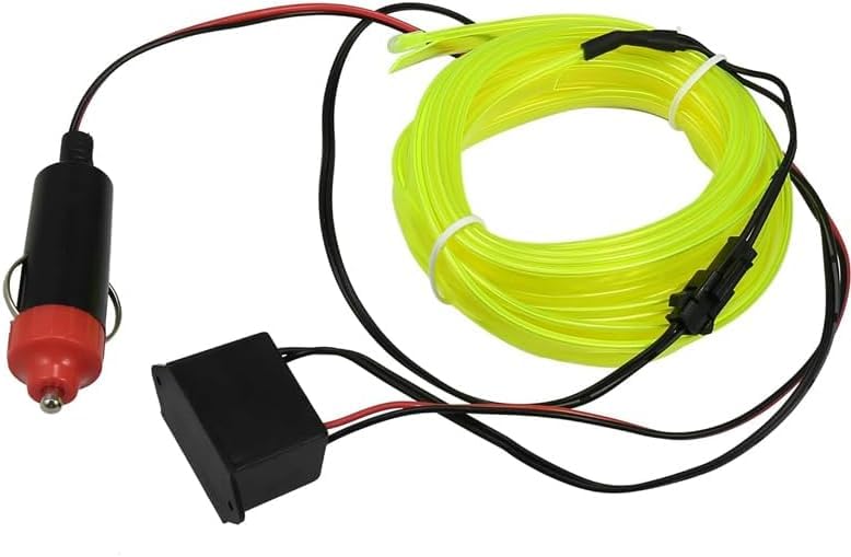 EL Wire Bright with 6mm Sewing Edge, 12V Neon Wire with Fuse Protection for Car Interior Decoration (Green Light for Money-Length:3m) - by Nesmah Store