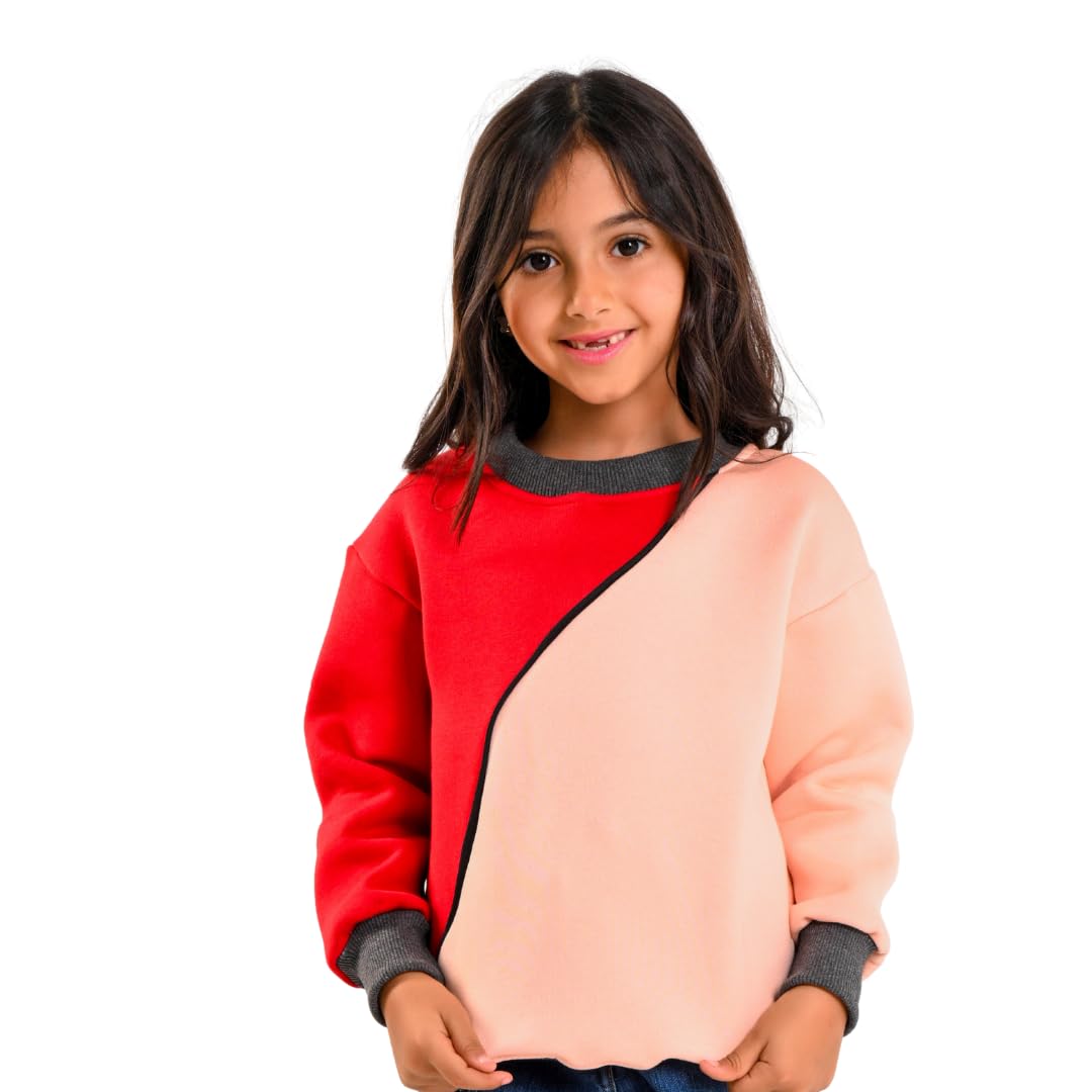 Color Block Sweatshirt, Casual Pullover, Heavy Meltone, Available in 3 colors, For Girls 4-14 Years