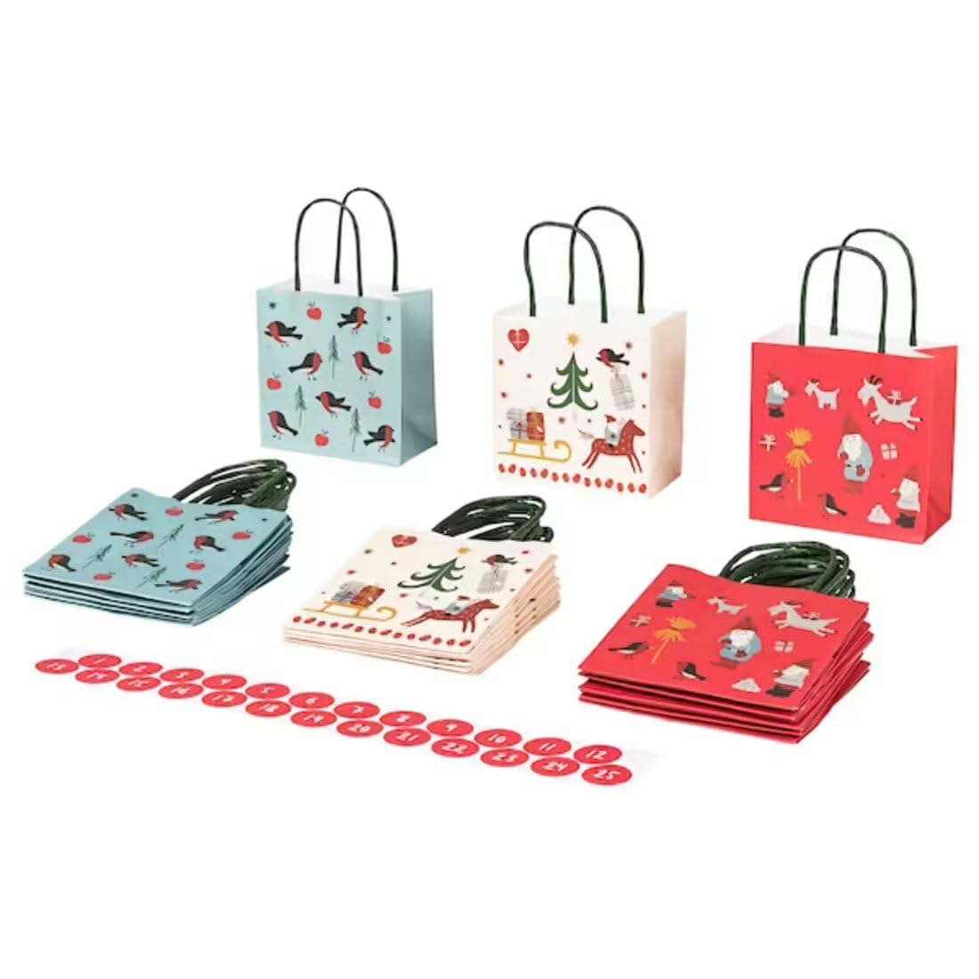 Digital Shoppy VINTERFINT Gift bag, Christmas pattern mixed colours, 10x10 cm (4x4 ")