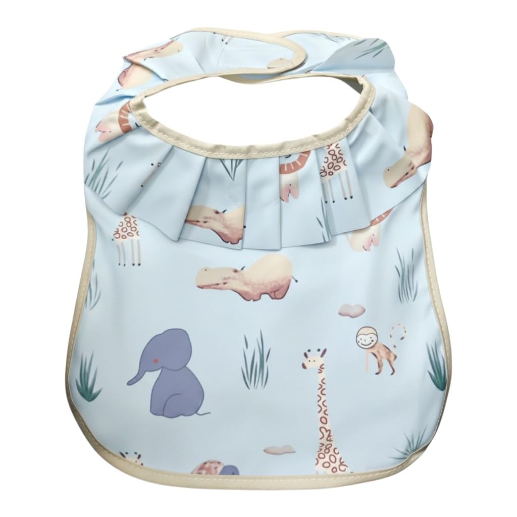 Catch Up Waterproof Baby Feeding Bib for Newborns and Infants, Cute Cartoon Design Baby Bib, Lightweight BPA Free Stain Resistant Bib, Easy Clean Toddler Food Catcher Bib for Daily Feeding