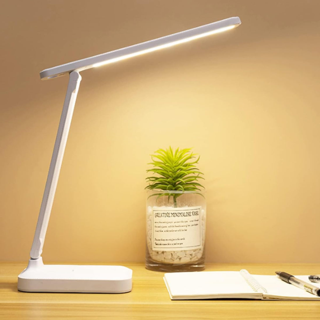 SIGNCLUBS LED Desk Lamp, Table Lamp For Computer/Desktop, Rechargeable, Eye Protection, 3 Dimming Mode Desk Light, Touch Control Study Lamp, Bedside Table Light for Reading, Kids, Office, Bedroom
