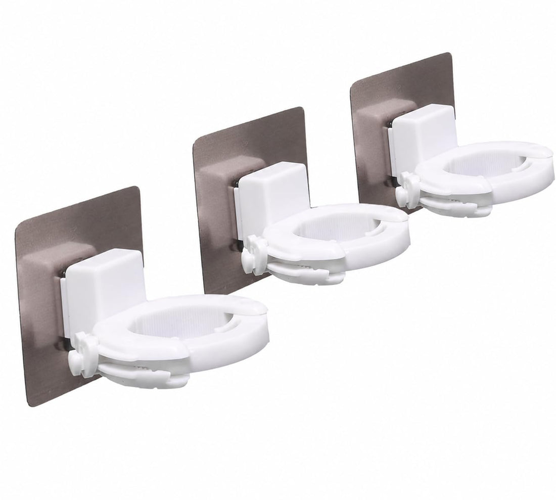 Wall Mounted Bottle Holder for Shampoo & Liquid Soap, Strong Adhesive No Drill Dispenser Rack, Waterproof Bathroom & Kitchen Organizer for Shower Gel, Dish Soap & Sanitizer Storage (3 Pieces)