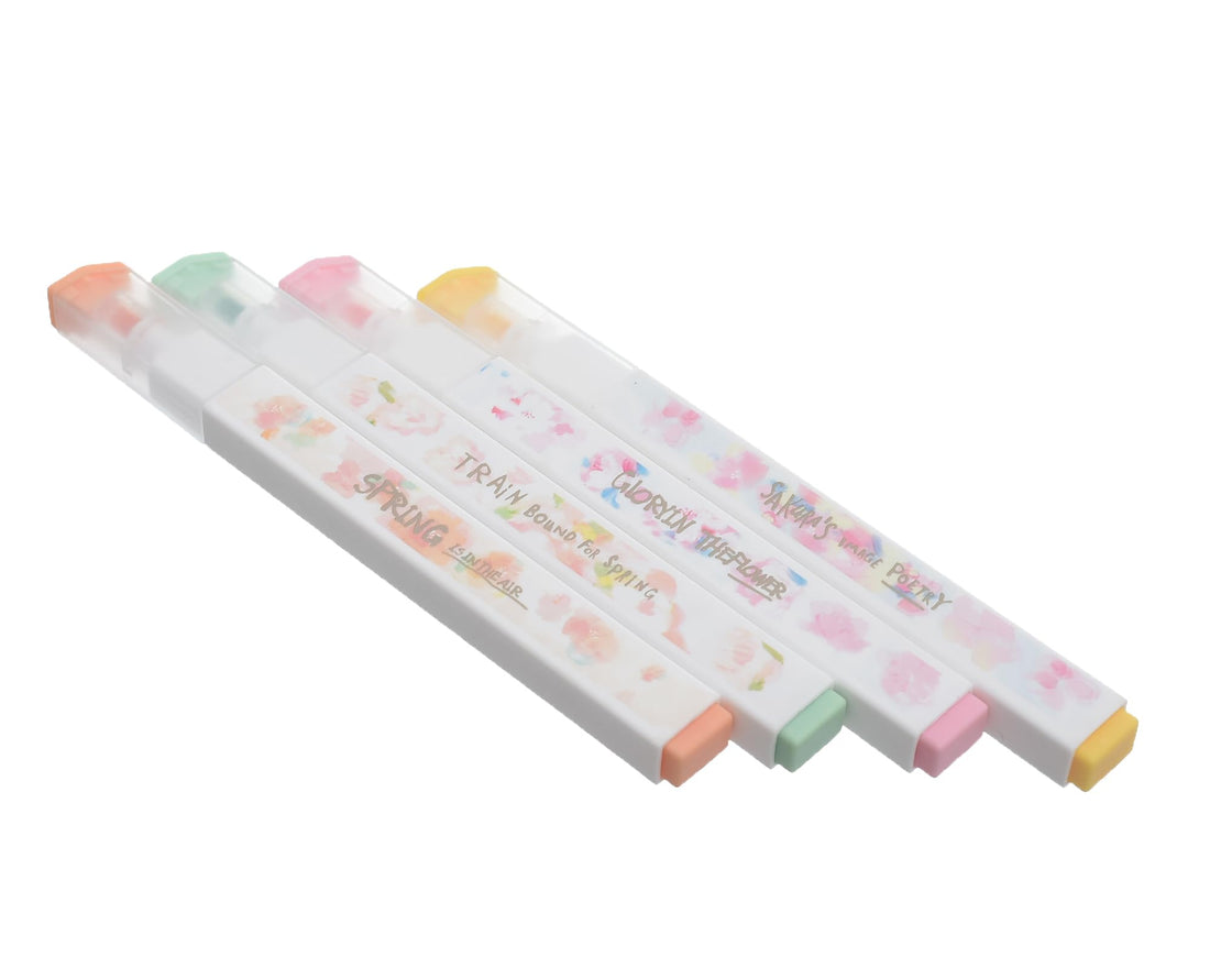 M&G Sakura Time Highlighter Set, Vibrant Marking, Chisel Tip, Non-Toxic Ink, 4 Colors