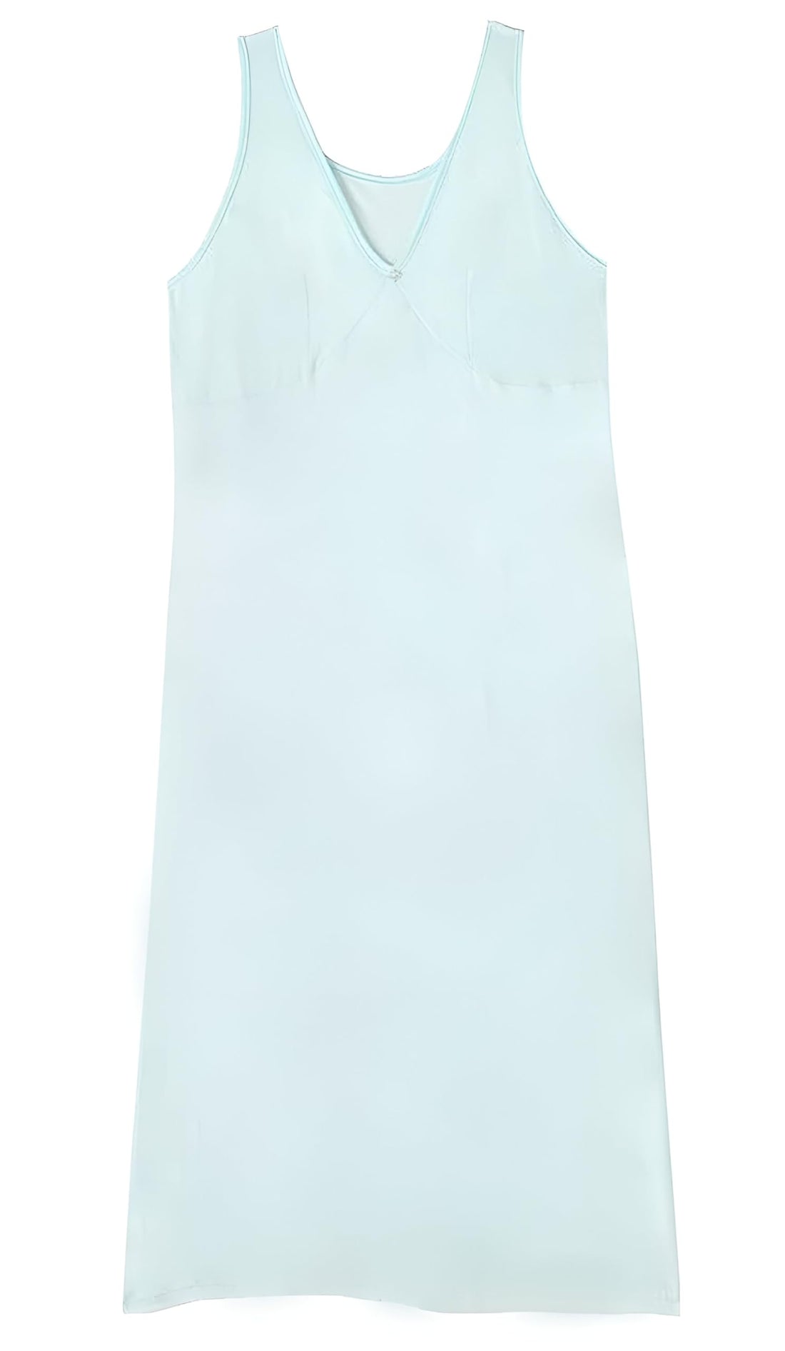 Dahab Plain Sleeveless V-Neck Cotton Full Slip for Women-Mint Green-L- Fitted