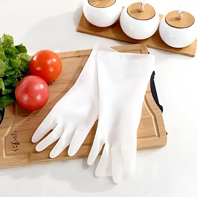Waterproof Kitchen Gloves, Reusable Household Cleaning Gloves with Extended Cuff, Non-Slip Design for Dishwashing and Food Preparation