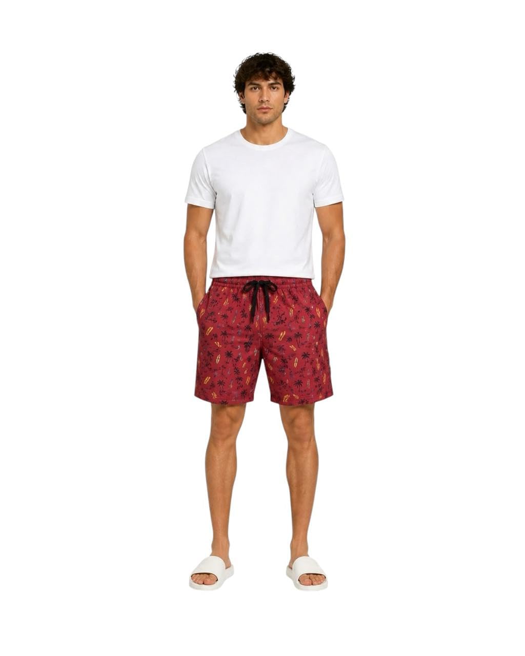 Men's Cotton Shorts Lightweight Comfortable Elastic Waist Adjustable Drawstring Shorts for Daily Use Summer All Day Comfort