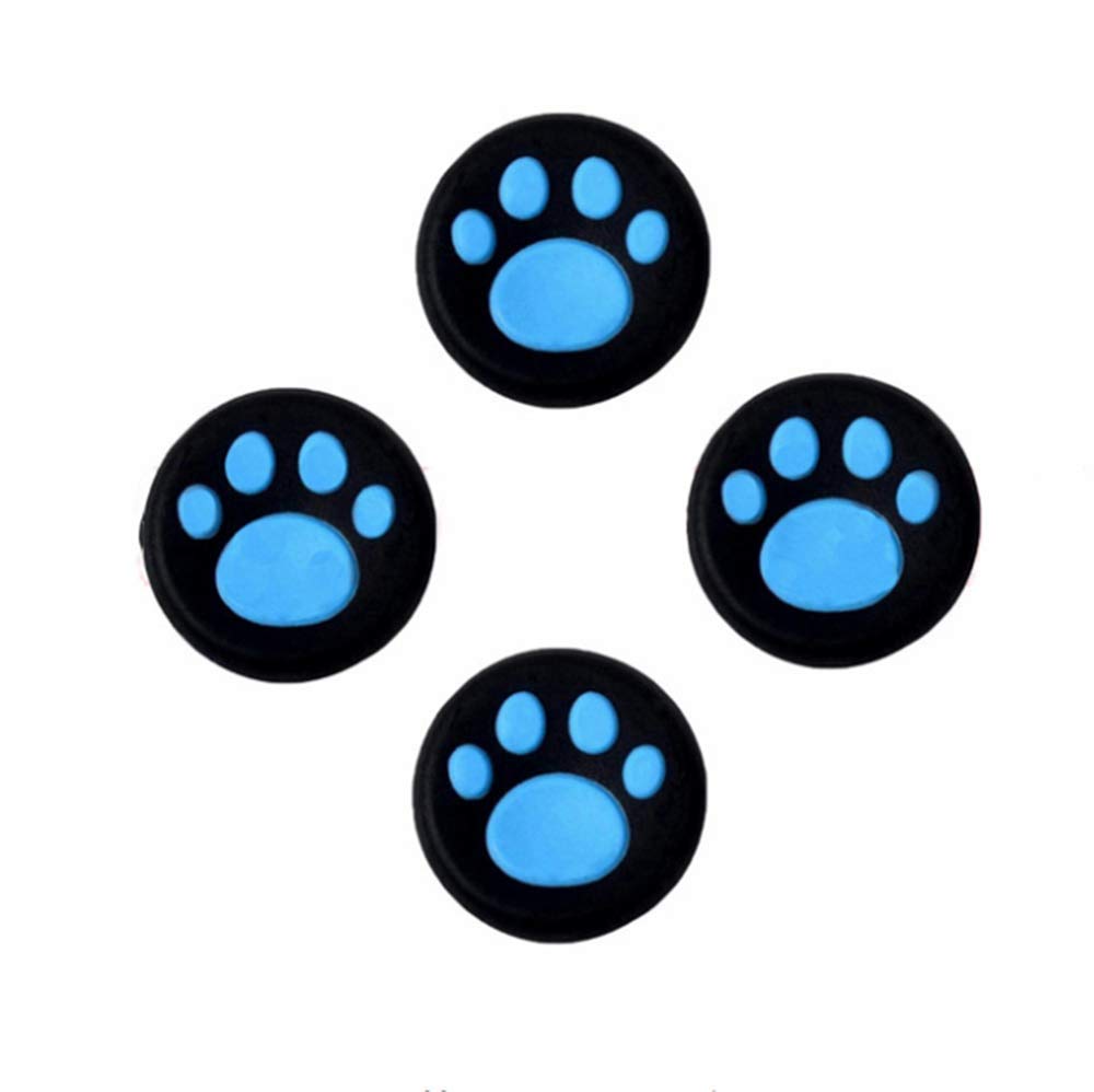 Sun Dream Analog Silicone Thumbstick Joystick Grips Cap Cover - 4 Count (Blue Cat Dog Paw)