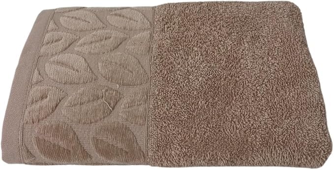 Egyptian Cotton Hand Towel from Sol Suave, 100% Cotton, Multiple Sizes and Colours, Set of 1, with leaf jacquard border (Beige, Hand Towel (50 * 100 CM))