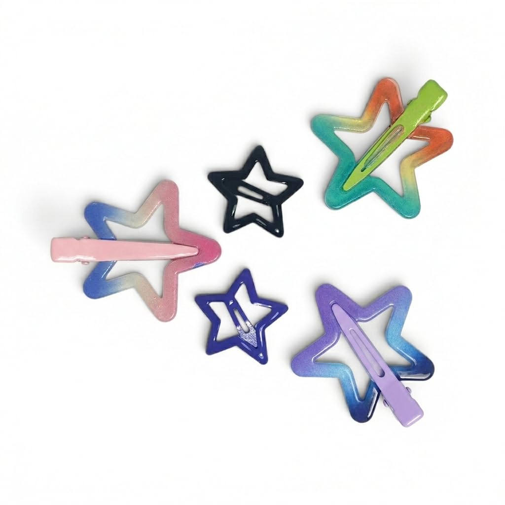 Catch Up Star Hair Clips Card for Women and Girls Cute Star Design Fashion Hair Accessories Strong Hold Lightweight Durable Daily Wear Stylish Sparkly Hair Clip Set