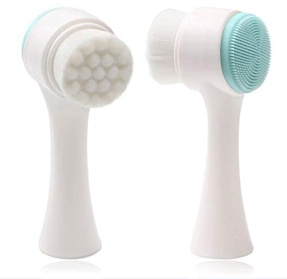 2 in 1 Face brush for Cleansing and Exfoliating - Facial Cleaning brush with Soft Bristles - Scrubber to Massage and Scrub Your Skin - Deep Pore Exfoliation, Wash Makeup, Massaging, Acne